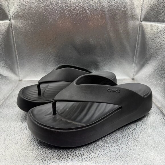 Size 9 Crocs Getaway Black Womens Platform Comfort Slip On Flip Flops Sandal - Picture 5 of 8